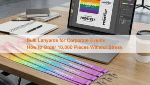 Bulk lanyards for corporate events with ID badge holders, 10,000-piece ordering guide