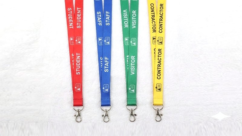 Role-based color-coded lanyards for students, staff, visitors, and contractors to support quick identification