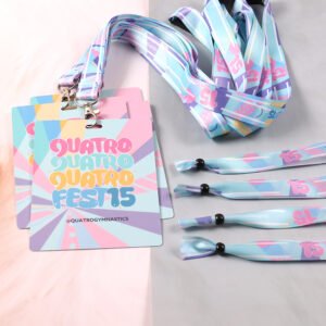 Full color sublimation-style lanyard with matching PVC ID card for events