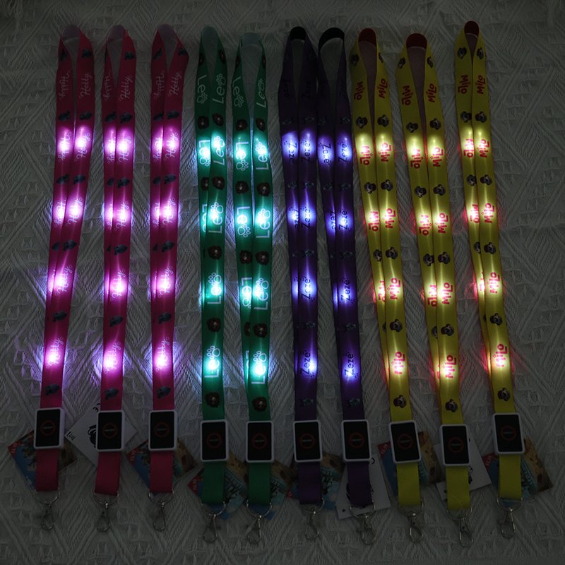 Printed webbing LED lanyard with bright LED light points for events