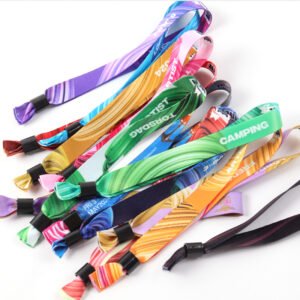 Assorted color event wristbands with bold logo printing and locking buckle