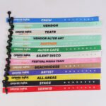 Colorful RPET event wristbands with perforated holes and one-way plastic locks