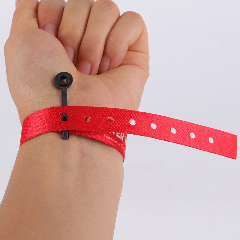 Custom logo RPET wristbands used as entry tickets for concerts and venues