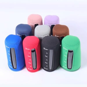 Custom neoprene drink sleeves with transparent window, heat transfer printed branding, premium stitched cup holders