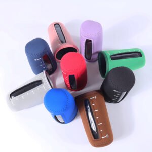 Neoprene coffee cup sleeves with viewing window to see drink level, heat transfer logo printing, reusable and durable