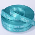 Custom polyester webbing roll with silk screen printed logo, durable webbing tape for straps and lanyards