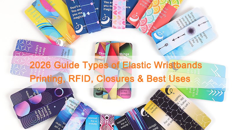 Elastic wristbands in different types including printed, jacquard woven and RFID styles