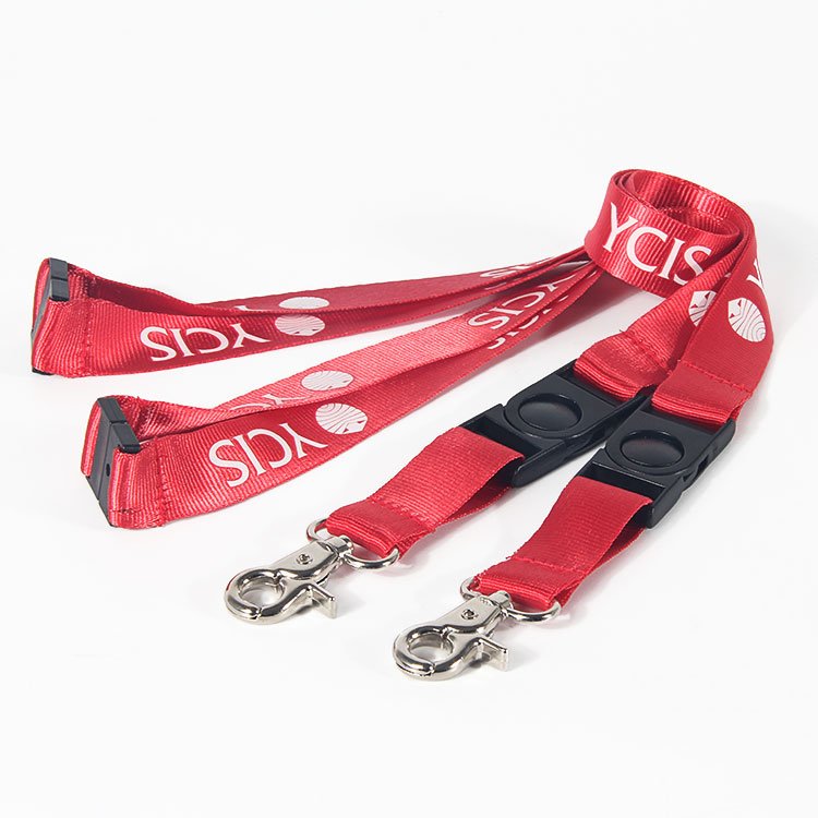 Custom-designed screen-printed lanyard with a safety buckle, for event badges and ID cards.