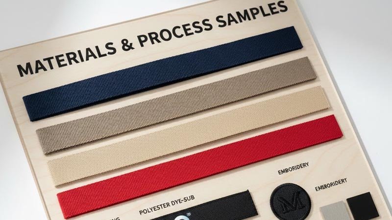 Lanyard materials and printing methods comparison: polyester sublimation, nylon screen print, jacquard weave, and rPET options