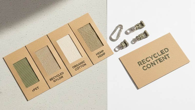 Comparison of eco-friendly lanyard materials including rPET and natural fibers