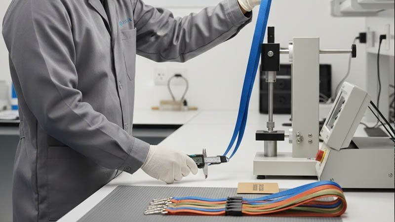 Quality inspection of branded lanyards supporting responsible and ethical manufacturing