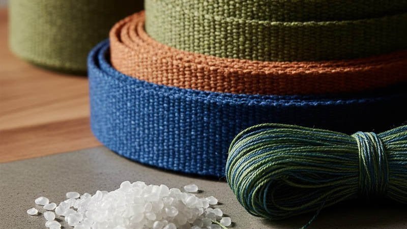 Recycled PET webbing rolls used in sustainable lanyard manufacturing