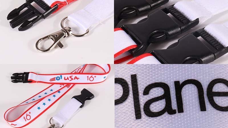 Close-up of high-quality branded lanyard printing and durable hardware for trust signaling