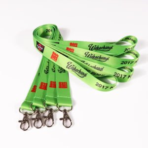 Custom logo polyester lanyard for ID badges and keys, heat transfer printing in multiple colors, MOQ 100pcs