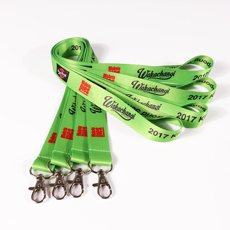 Custom logo polyester lanyard for ID badges and keys, heat transfer printing in multiple colors, MOQ 100pcs