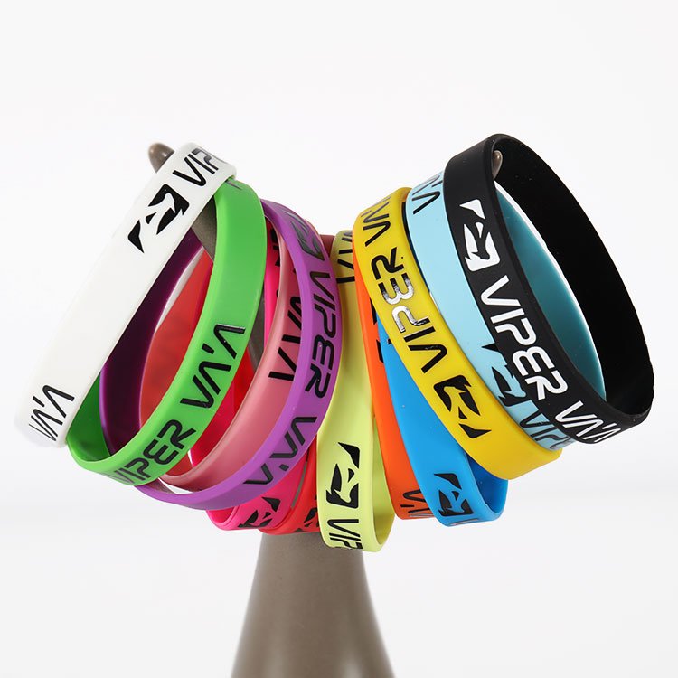 Colorful printed silicone wristband set, elastic rubber bracelets for events, promotions and giveaways