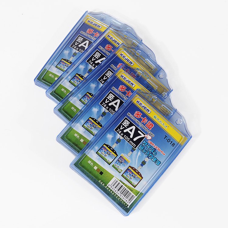 Bulk transparent PVC card holders, flexible and durable ID card sleeves for office and conference use
