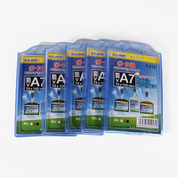 Clear PVC card protector sleeve with lanyard holes, soft PVC material and stable quality