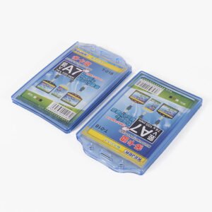 Clear PVC card protector sleeve with lanyard holes, soft PVC material and stable quality