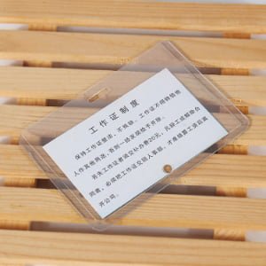 Hard polycarbonate (PC) ID badge holder in landscape format, top opening for easy card insertion