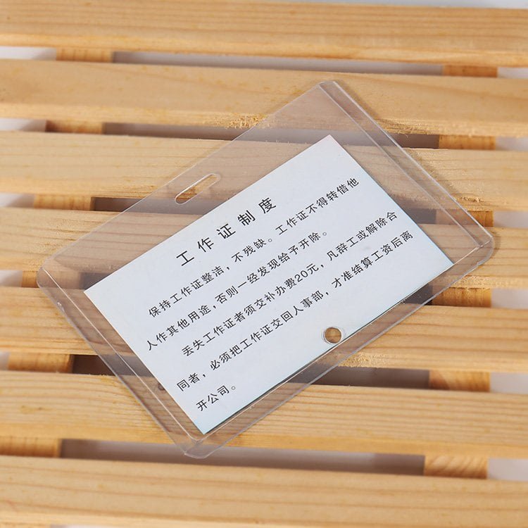 Hard polycarbonate (PC) ID badge holder in landscape format, top opening for easy card insertion