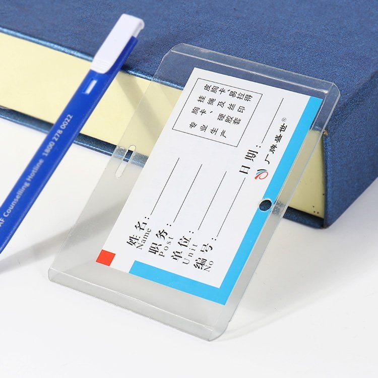 Clear rigid PC badge holder for conferences and offices, durable horizontal top-load card holder