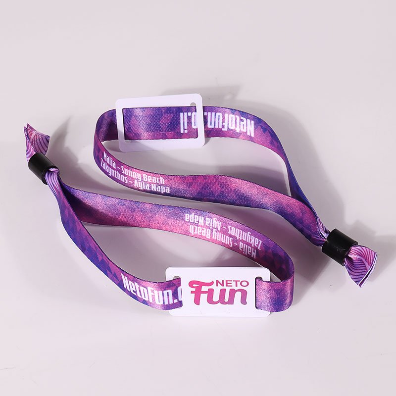 Custom printed fabric wristbands for festivals with adjustable punch holes