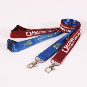 Bulk nylon lanyards with clear screen printed logo and safety buckle, premium finish for offices schools and venues