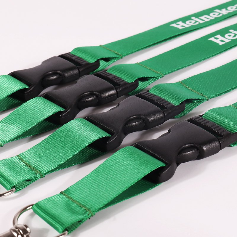 Nylon lanyard with silk screen printed logo and safety buckle, durable high-end lanyard for events and staff badges