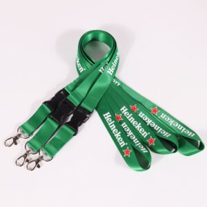 Premium nylon screen printed lanyard with safety breakaway buckle, smooth webbing and custom logo for corporate ID programs
