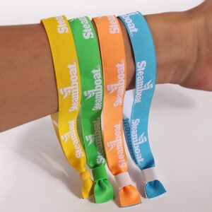 woven wristbands showing role-based text and secure disposable clasp