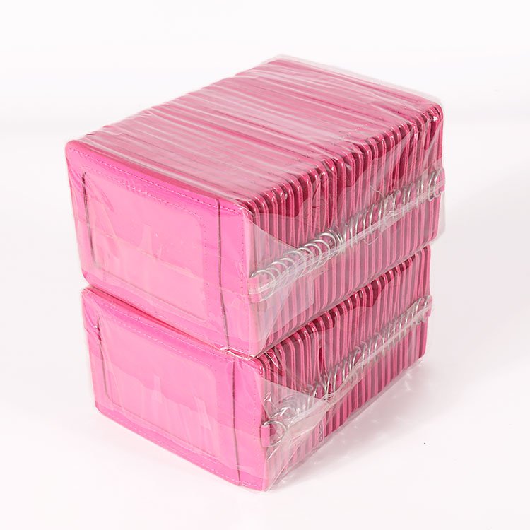 Custom PU card holder with transparent plastic film window, premium quality ID badge holder