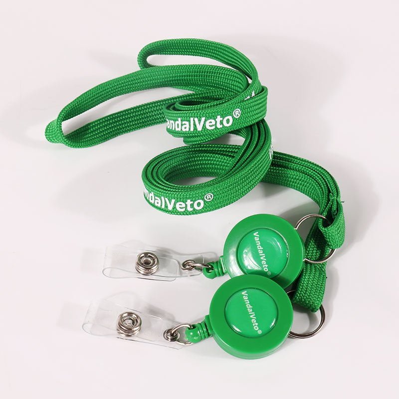 Elastic retractable tube lanyards for ID badges, screen printed polyester tube strap with retractable badge holder
