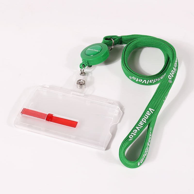 Stretchable tube lanyard with custom logo printing, comfortable retractable design for access cards and staff credentials