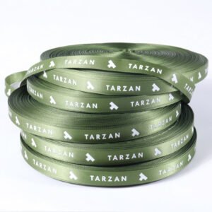 Custom polyester webbing roll with silk screen printed logo, durable webbing tape for straps and lanyards