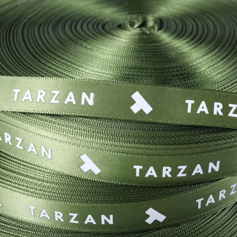 Silk screen printed logo webbing roll, custom width polyester webbing for OEM and promotional products