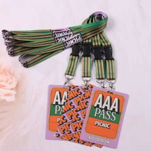 Polyester exhibition lanyard with metal hook and PVC badge card printing
