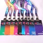 Lanyard card holder set with polyester heat transfer printed logo, event badge lanyard kit with colorful credentials