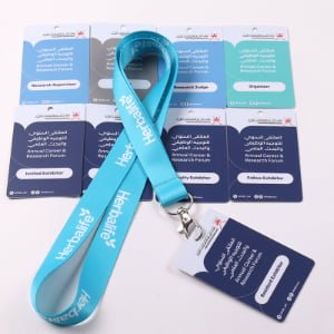 Polyester exhibition lanyard with metal hook and PVC badge card printing