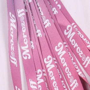 Custom heat transfer printed polyester lanyard with leather badge holder for ID cards