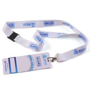 Trade show lanyard and PVC ID card set for visitor and exhibitor credentials