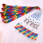 Custom phone lanyards made of polyester with full-color heat transfer printed logo, comfortable neck strap for hands-free phone carrying”