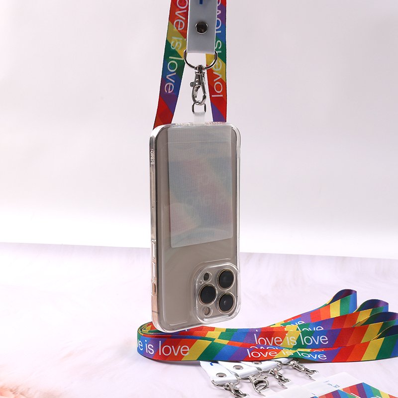 Promotional phone lanyards with custom logo, durable polyester neck strap for phones and ID cards, MOQ 100pcs