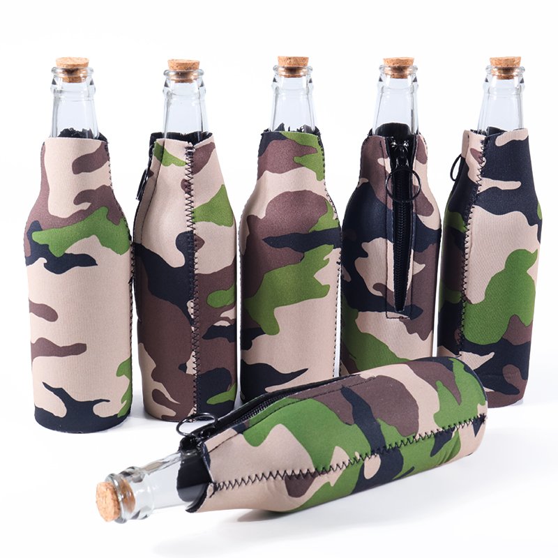 Neoprene Mini Glass Bottle Sleeve with Half-Zip