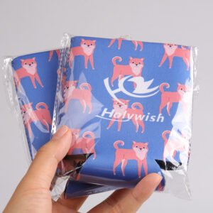 Collapsible neoprene drink sleeve packs flat, heat transfer printed logo, reusable promotional can cooler