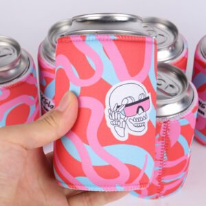 Custom neoprene koozie for cans, soft neoprene material with anti-slip bottom and bright artwork printing