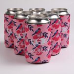 Foldable neoprene can cooler with heat transfer logo printing, collapsible koozie with full-color design