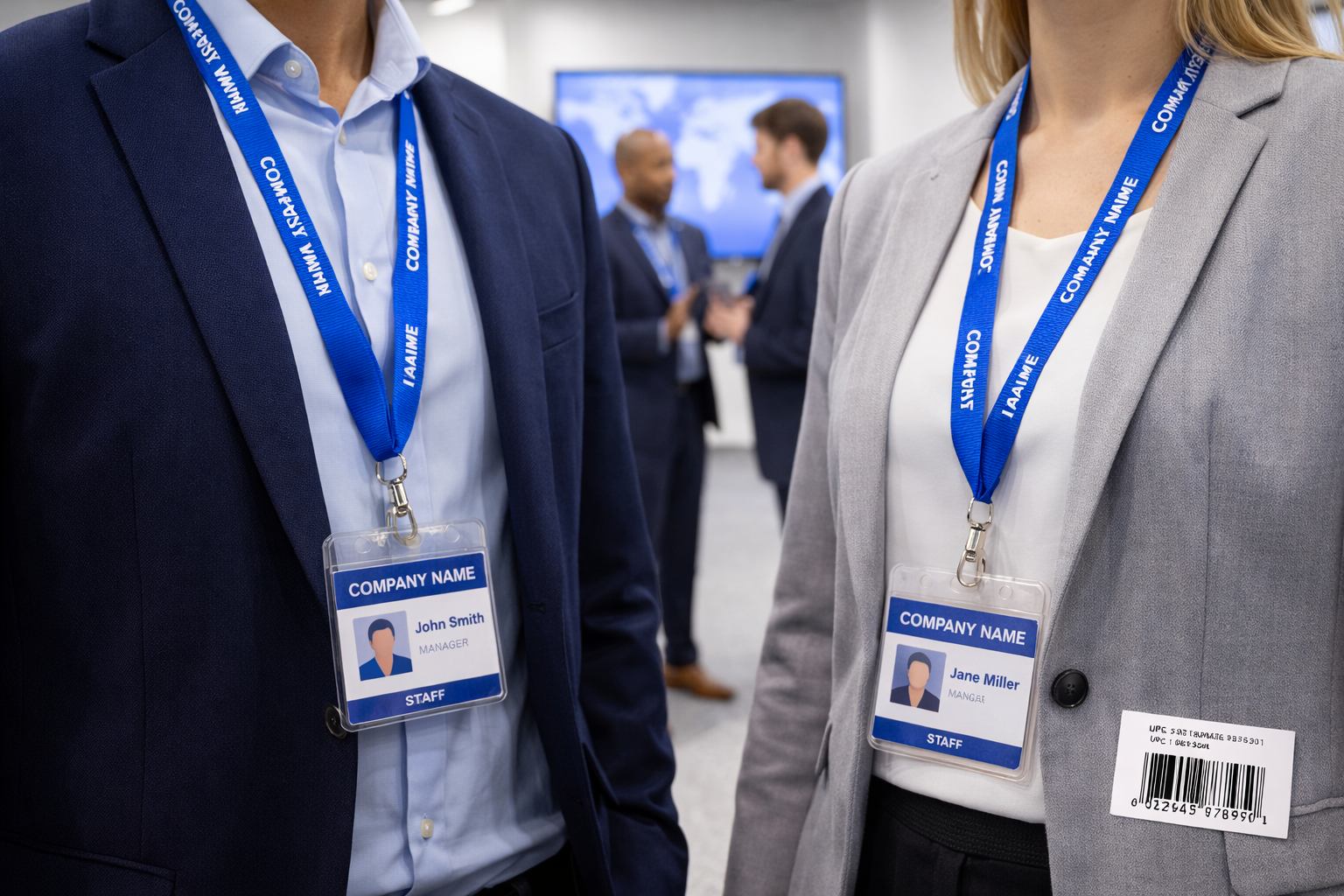 Custom logo polyester lanyards used for event badges and company IDs