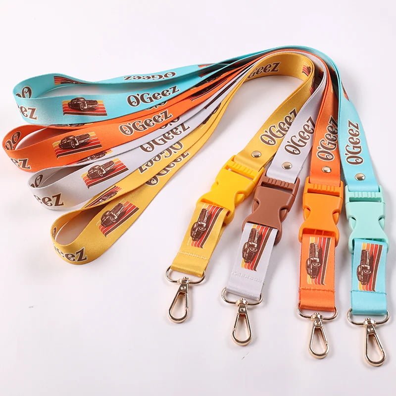 custom color lanyards with matching plastic buckles and metal hardware