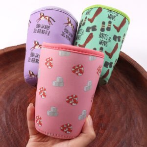 Full color custom neoprene coffee cup sleeves with decorative printed patterns